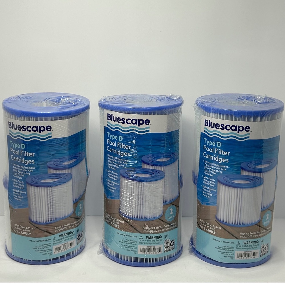 Bluescape Type D Pool Filter Cartridges 2-Pack Universal Replacement 6 Filters